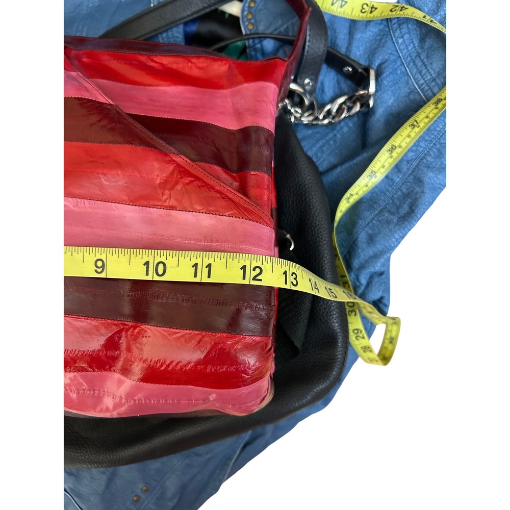 Vintage‎ Lee Sands Pink/ Red/ Burgandy  Eel Skin Leather Shoulder Bag Unique - Picture 12 of 15